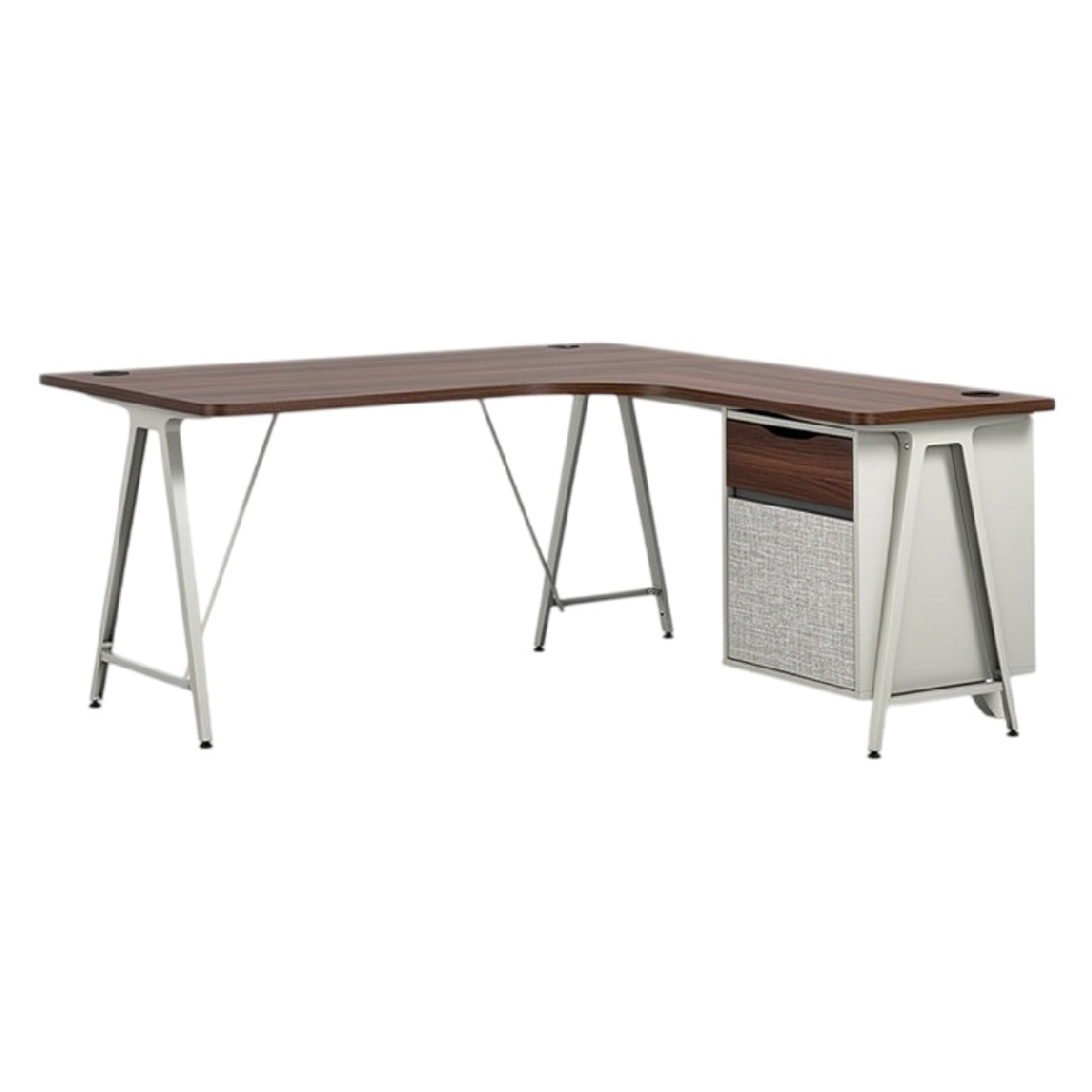 **Hoekbureau met opbergruimte en modern design**
