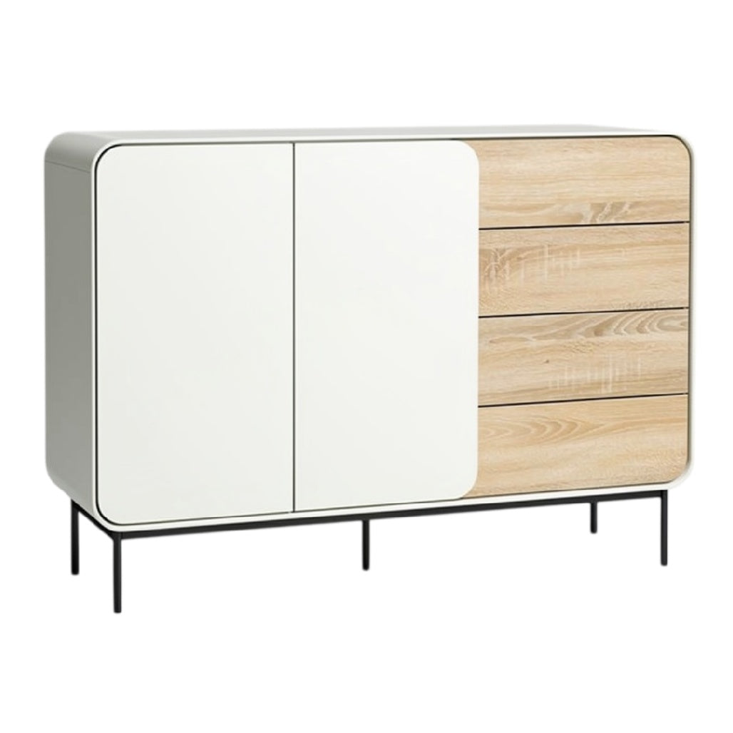 **Technische titel in het Nederlands: Moderne kast met dubbele deuren en lades in houtlook**