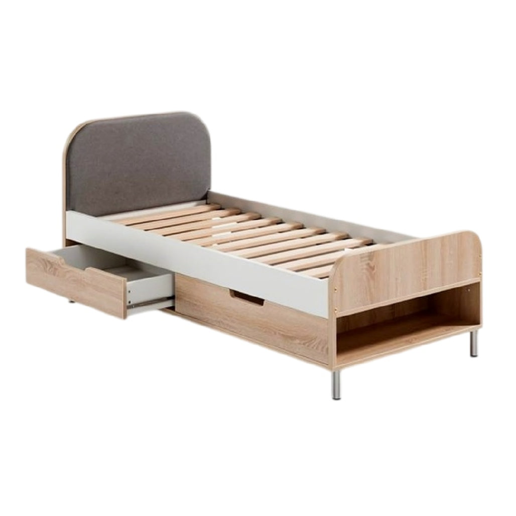 **Technische titel in het Nederlands:** Eenvoudig kinderbed met opberglade en geluidsisolatie.