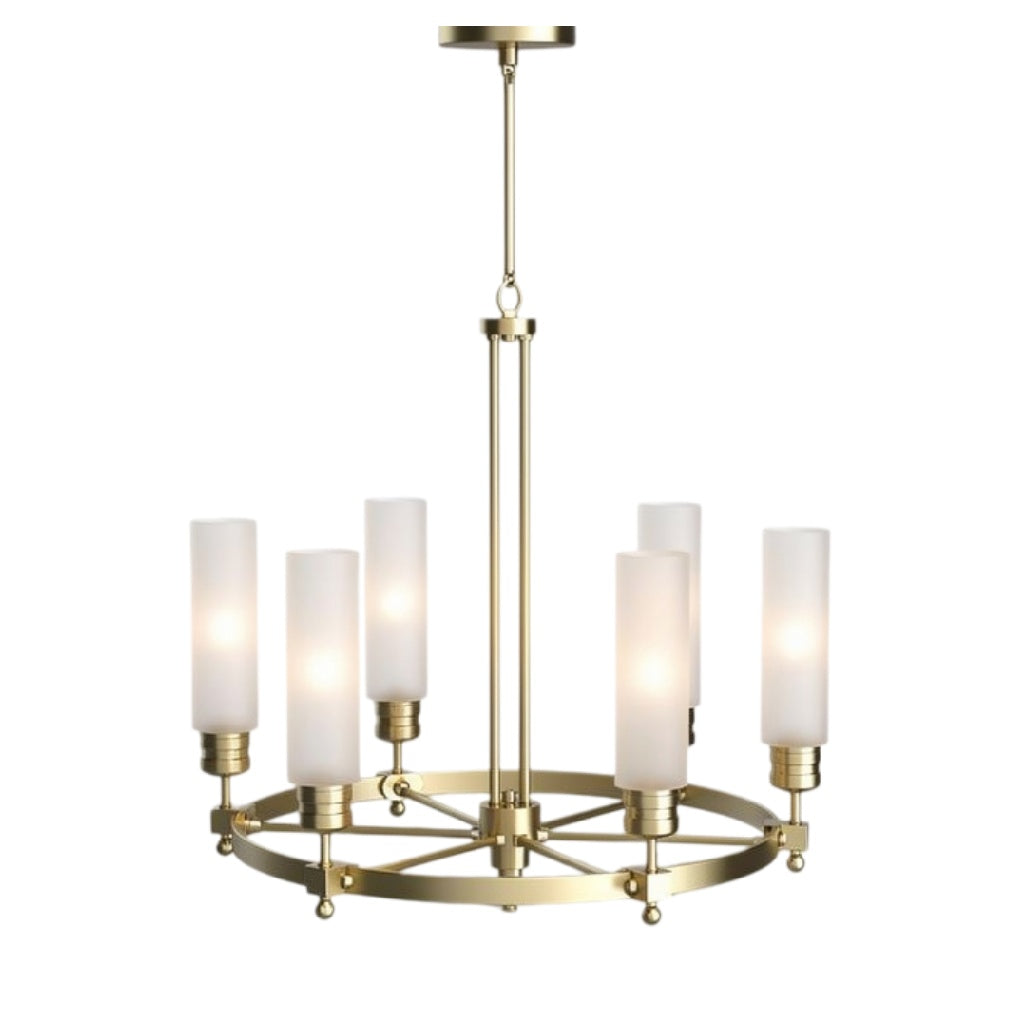 **Technische titel in het Nederlands: Moderne Hanglamp met Gouden Finish en Witte Glaslampen**
